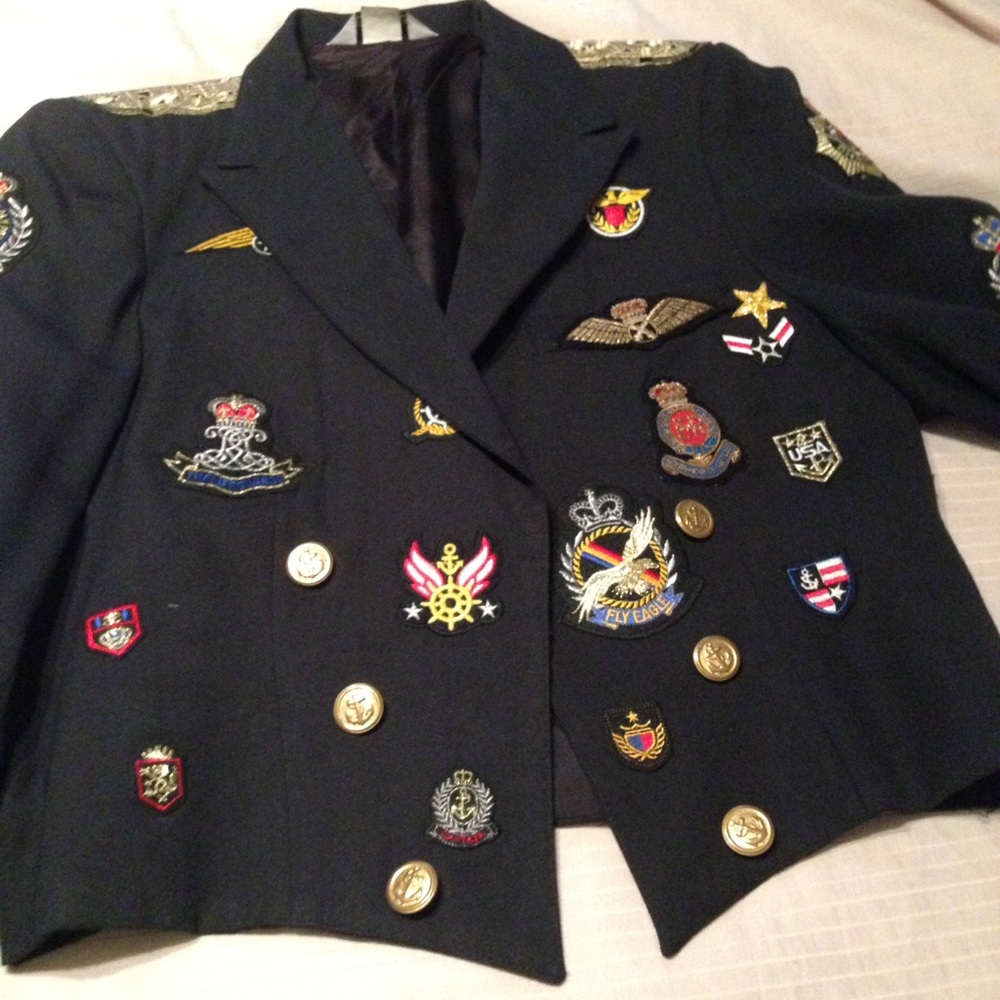 Embroidered Black Military-Inspired Women's Blazer